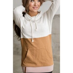 Ampersand Avenue Pocket Of Sunshine Women's XL Colorblock Cowlneck Sweatshirt